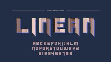 Line Shadow Retro Graphic Alphabet Font vector