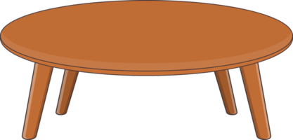 Wooden round table object png