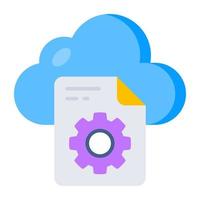 Conceptual flat design icon of cloud file setting vector