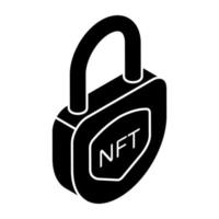 solid design icon of nft security vector