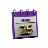 mensile calendario 25 giugno 3d interpretazione png