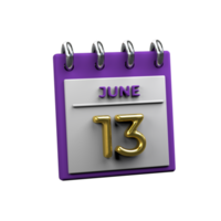 mensile calendario 13 giugno 3d interpretazione png