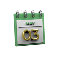 mensual calendario 03 mayo 3d representación png