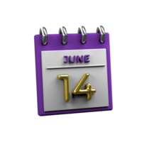 mensile calendario 14 giugno 3d interpretazione png