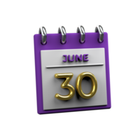 mensile calendario 30 giugno 3d interpretazione png