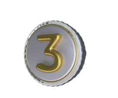 realistisch Nummer 3 Symbol 3d Rendern png