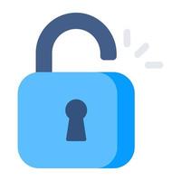 Flat design icon of unlock vector