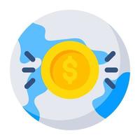 Conceptual flat design icon of global money vector