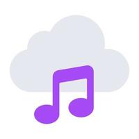 Conceptual flat design icon of cloud music vector