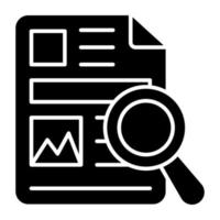 Conceptual solid design icon of search document vector