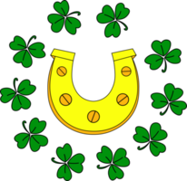 Hufeisen st Patrick's Tag. Symbol zum gut Glück. Kleeblatt, Kleeblatt png