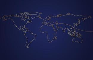 World Map with Continuous One Line Drawing Concept vector