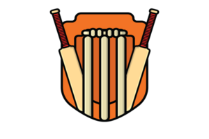 Cricket Bat with Wicket. Sports objects concept. Team club cricket badge shield. png