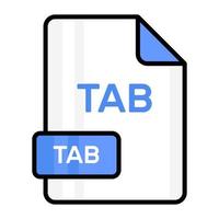 An amazing vector icon of TAB file, editable design