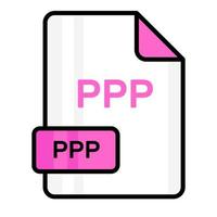 An amazing vector icon of PPP file, editable design