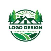 Forest house logo design isolated on white background. Logo for retail and property. vector