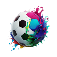 colorful football, Soccer ball with color paint isolated on transparent background png