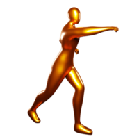 3d Render Bronze Stickman - Karate Punching Pose Doing a Straight Forward Punch png