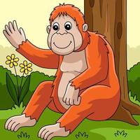 orangután animal de colores dibujos animados ilustración vector