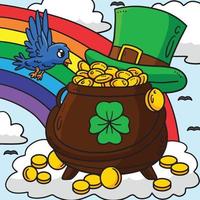 Saint Patricks Day Pot Of Gold Colored Cartoon vector