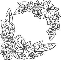 Flower Wreath Isolated Coloring Page for Kids vector