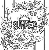 Summer with Flower Coloring Page for Kids vector