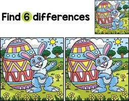 Bunny with Big Easter Egg Find The Differences vector