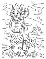 Merman King Coloring Page for Kids vector