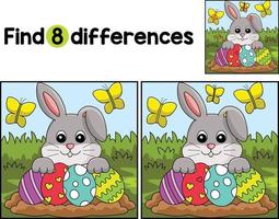 Rabbit Collecting Easter Egg Find The Differences vector