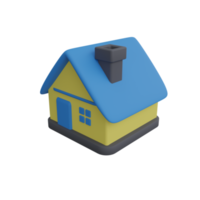 3D rendering of simple house icon. realistic cartoon house png