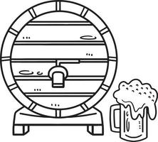 cerveza barril aislado colorante página para niños vector