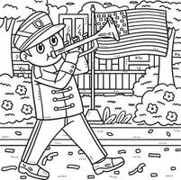 Memorial Day Soldier Playing Trumpet Coloring Page vector