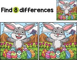 Bunny with Easter Egg Find The Differences vector