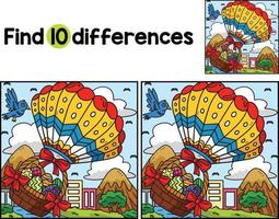 Easter Basket Hot Air Balloon Find The Differences vector