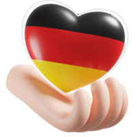 Germany flag with heart hand care realistic 3d textured png