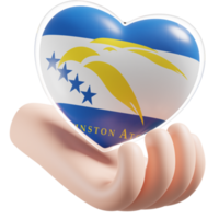 Johnston Atoll flag with heart hand care realistic 3d textured png