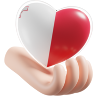 Malta bandeira com coração mão Cuidado realista 3d texturizado png