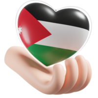 Jordan flag with heart hand care realistic 3d textured png