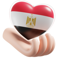 Egypt flag with heart hand care realistic 3d textured png