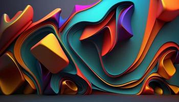 Abstract 3D Background,liquid,colorful. Vibrant illustration. photo