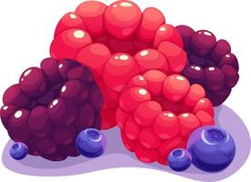 Pile of berries, bunch of berries, raspberries, blackberries, blueberries on transparent background vector