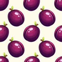 Seamless pattern with juicy plum on light white background, summer pattern with fruit vector