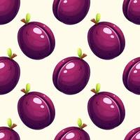 Seamless pattern with juicy plum on light white background, summer pattern with fruit vector