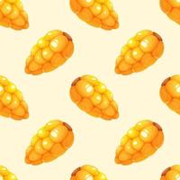 Seamless pattern with cartoon corn on light yellow background, pattern with vegetables vector