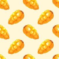 Seamless pattern with cartoon corn on light yellow background, pattern with vegetables vector