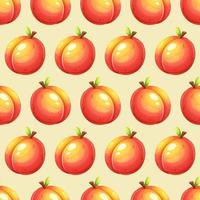 Seamless pattern with juicy peach on light yellow background, summer pattern with fruit vector