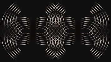 Luxury symmetrical silver curved line pattern on a black background vector