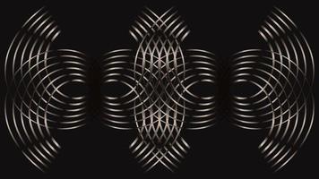 Luxury symmetrical silver curved line pattern on a black background vector