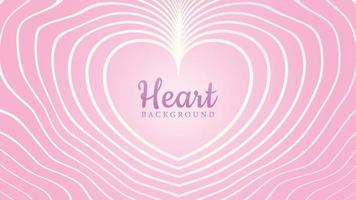 Wavy silver lines with heart shape on a pink background vector