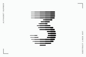 Number three abstract modern lines art vector